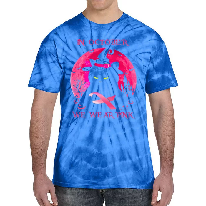 In October We Wear Pink Pumpkin Breast Cancer Awareness Tie-Dye T-Shirt