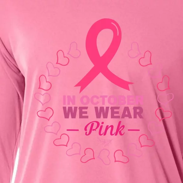 In October We Wear Pink Breast Cancer Awareness Cancer Survivor Cooling Performance Long Sleeve Crew