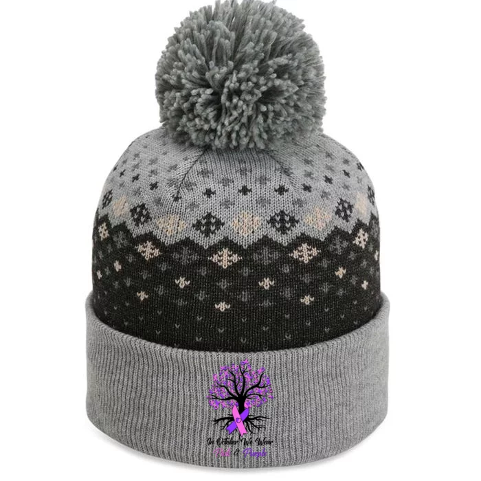 In October We Wear Pink And Purple Domestic Violence Breast Cancer Awareness The Baniff Cuffed Pom Beanie