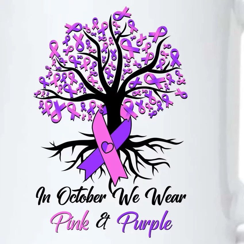 In October We Wear Pink And Purple Domestic Violence Breast Cancer Awareness Black Color Changing Mug