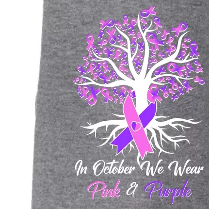 In October We Wear Pink And Purple Domestic Violence Breast Cancer Awareness Doggie 3-End Fleece Hoodie