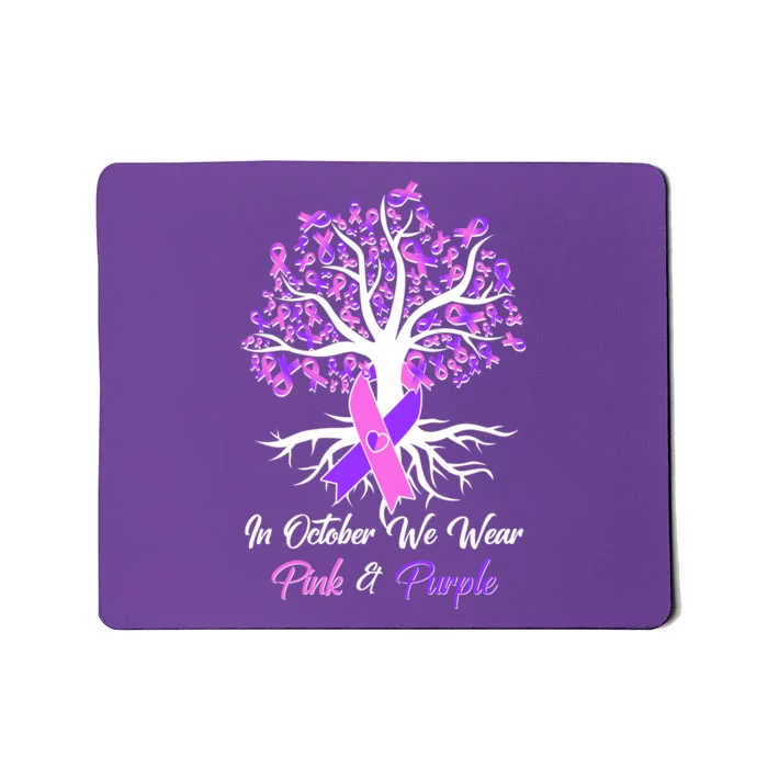 In October We Wear Pink And Purple Domestic Violence Breast Cancer Awareness Mousepad