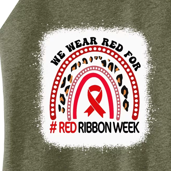 In October We Wear Red Ribbon Week Awareness Women’s Perfect Tri Rocker Tank