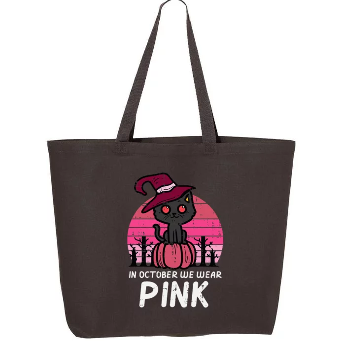 In October We Wear Pumpkin Cat Breast Cancer Awareness 25L Jumbo Tote