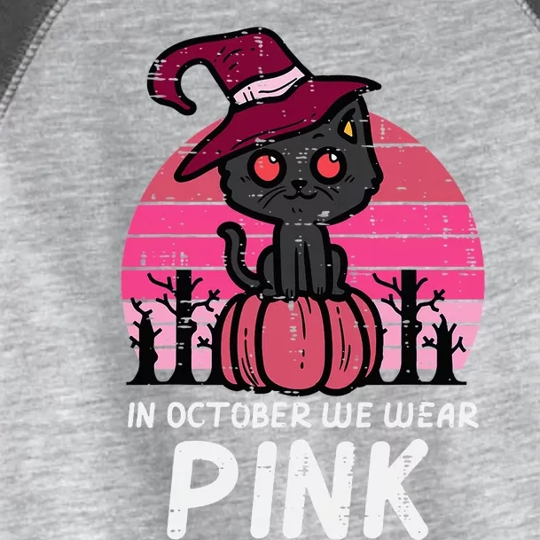 In October We Wear Pumpkin Cat Breast Cancer Awareness Toddler Fine Jersey T-Shirt