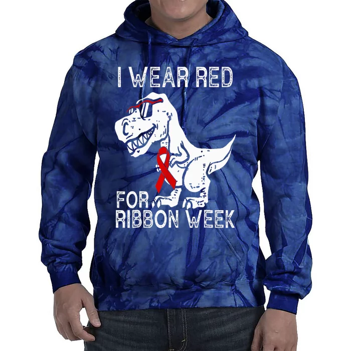 In October We Wear Red Ribbon Squad Week Awareness Tie Dye Hoodie