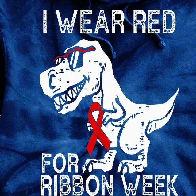 In October We Wear Red Ribbon Squad Week Awareness Tie Dye Hoodie