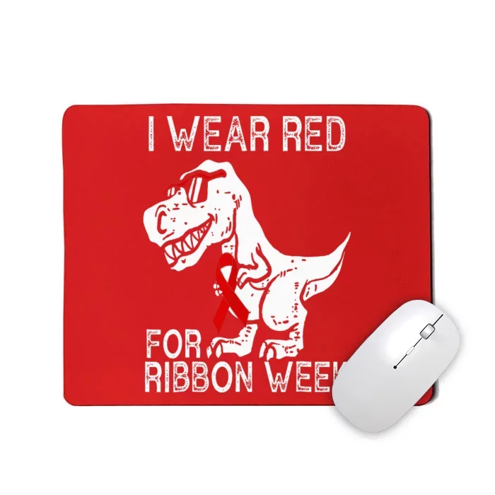 In October We Wear Red Ribbon Squad Week Awareness Mousepad