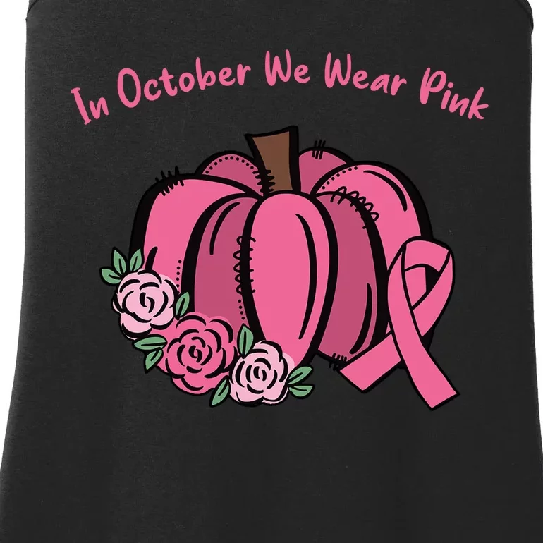 In October We War Pink Autumn Breast Cancer Ladies Essential Tank