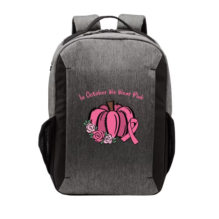 In October We War Pink Autumn Breast Cancer Vector Backpack