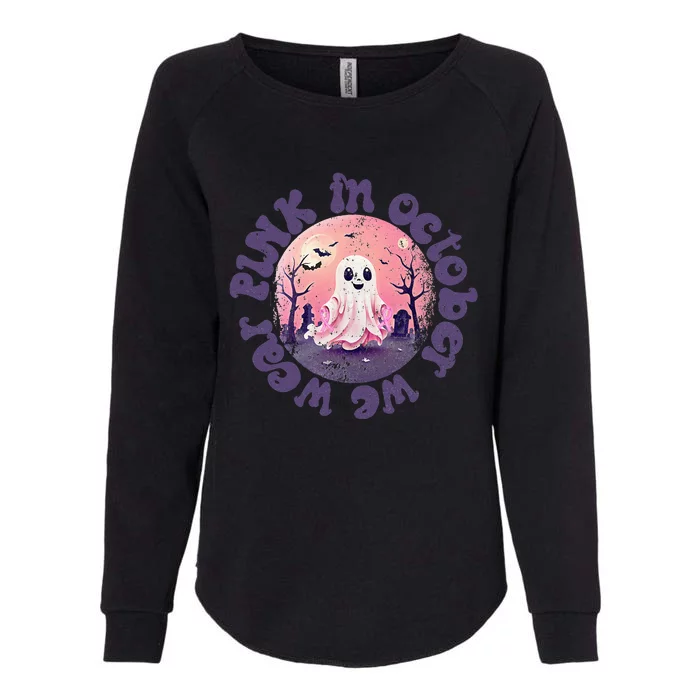 In October We Wear Pink Ghost For Breast Cancer Womens California Wash Sweatshirt