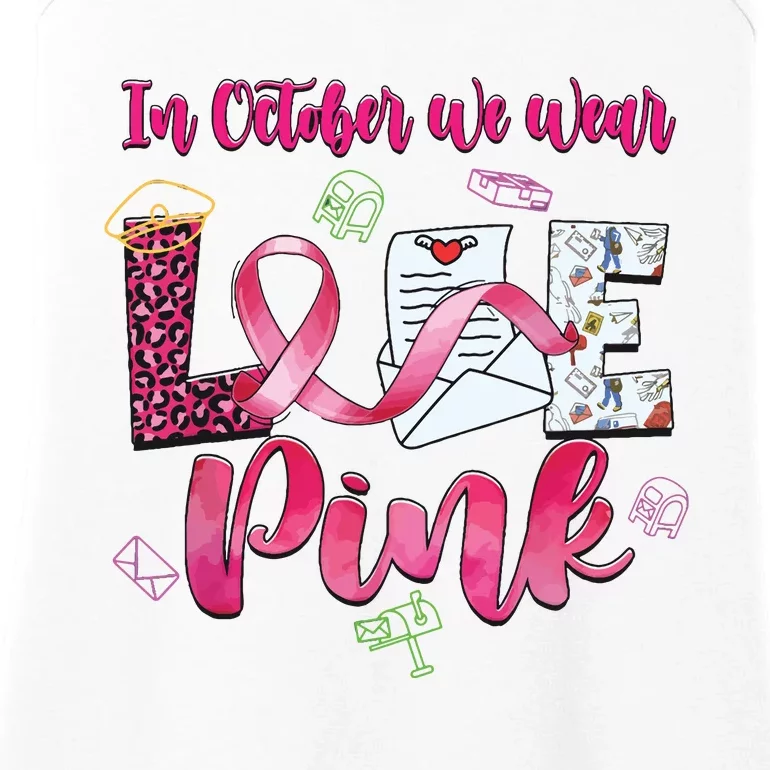 In October We Wear Love Postal Worker Breast Cancer Ladies Essential Tank