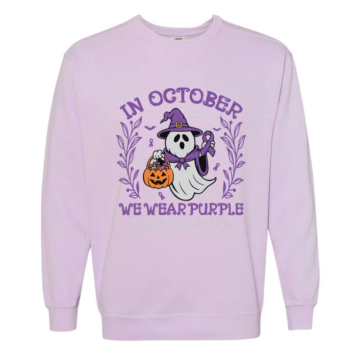 In October We Wear Purple Rett Syndrome Awareness Halloween Garment-Dyed Sweatshirt