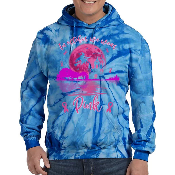 In October We Wear Pink Breast Cancer Awareness Moon Witch Great Gift Tie Dye Hoodie