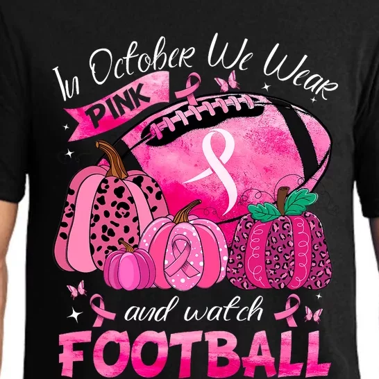 In October We Wear Pink Football Breast Cancer Awareness Pajama Set