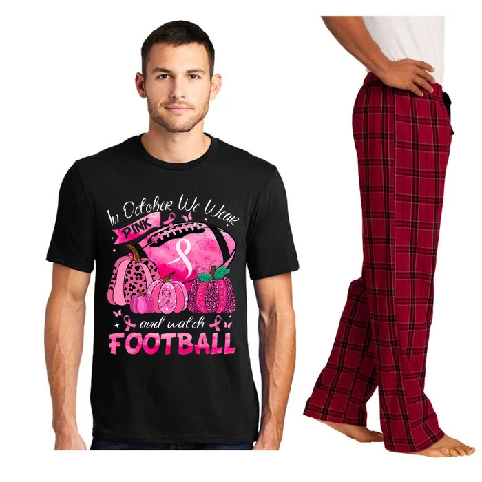 In October We Wear Pink Football Breast Cancer Awareness Pajama Set