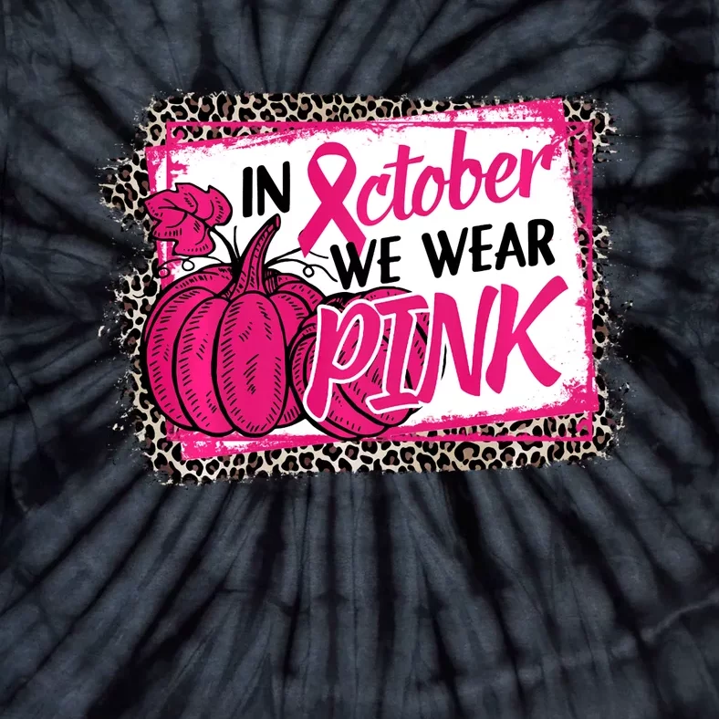 In October We Wear Pink Thanksgiving Breast Cancer Support Tie-Dye T-Shirt