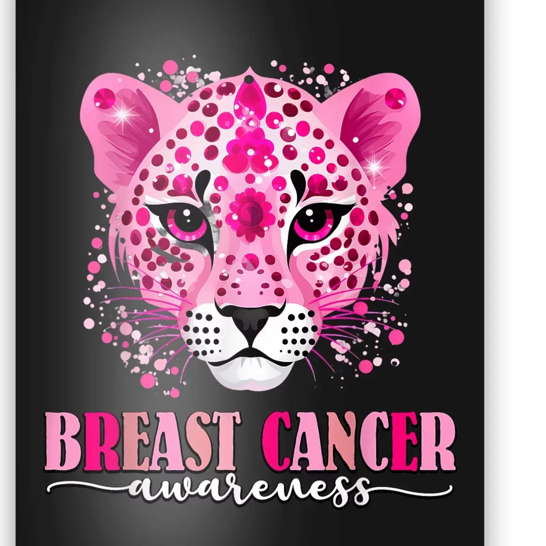 In October We Wear Pink Cute Little Lion Breast Cancer Poster