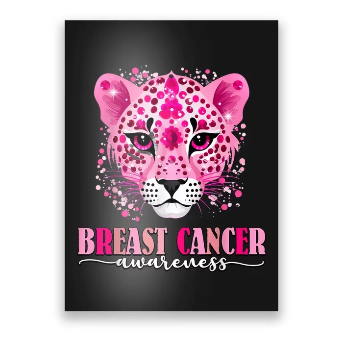 In October We Wear Pink Cute Little Lion Breast Cancer Poster