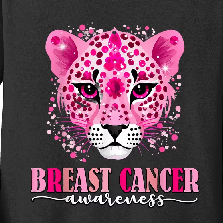 In October We Wear Pink Cute Little Lion Breast Cancer Kids Long Sleeve Shirt