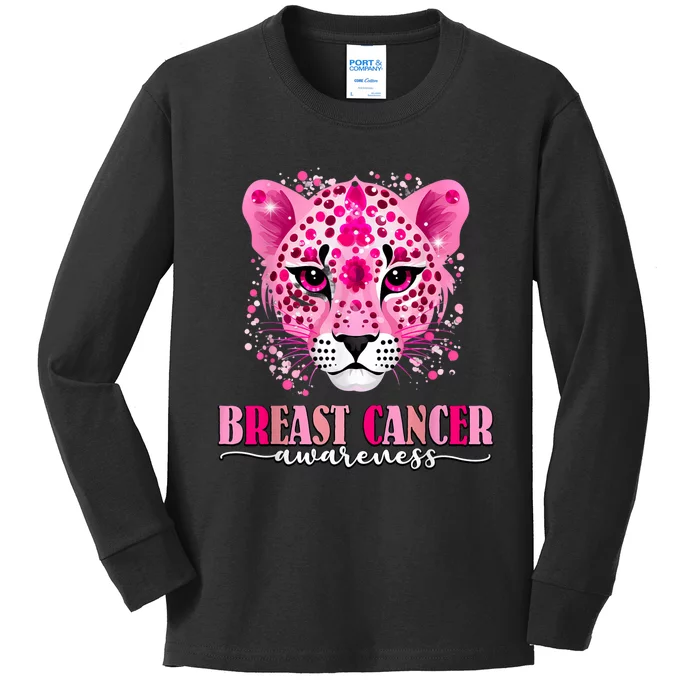 In October We Wear Pink Cute Little Lion Breast Cancer Kids Long Sleeve Shirt