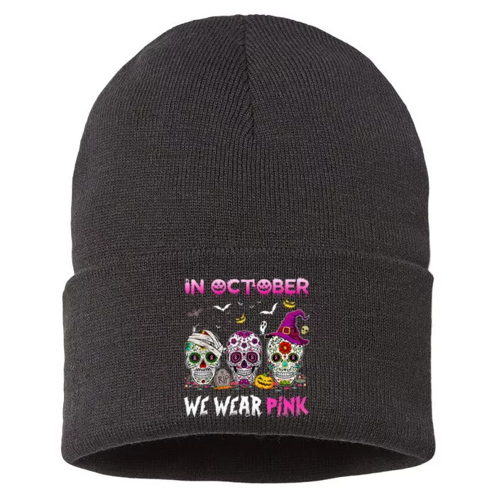 In October We Wear Breast Cancer Awareness Sustainable Knit Beanie