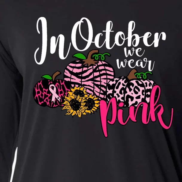 In October We Wear Pink Fall Autumn Support Breast Cancer Cooling Performance Long Sleeve Crew