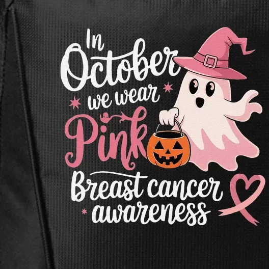 In October We Wear Pin.K Halloween Breast Cancer Awareness City Backpack