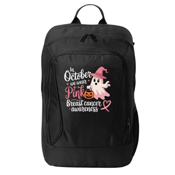 In October We Wear Pin.K Halloween Breast Cancer Awareness City Backpack