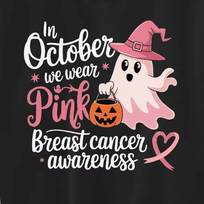 In October We Wear Pin.K Halloween Breast Cancer Awareness Kids Sweatshirt