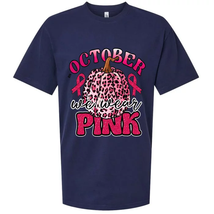 In October We Wear Pink Pumpkin Breast Cancer Awareness Sueded Cloud Jersey T-Shirt