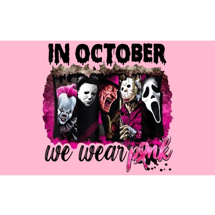 In October We Wear Pink Horror Movie Halloween Breast Cancer Bumper Sticker