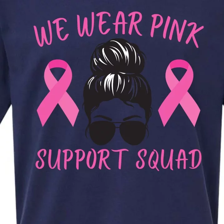 In October We Wear Pink Ribbon Breast Cancer Awareness Support Squad Sueded Cloud Jersey T-Shirt