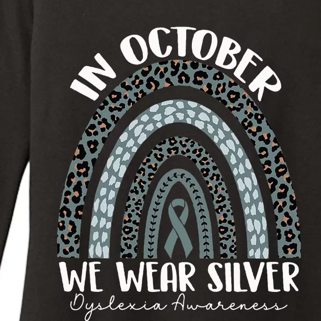 In October We Wear Silver Dyslexia Awareness Month Rainbow Womens CVC Long Sleeve Shirt