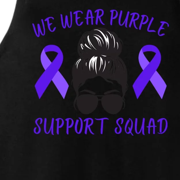 In October We Wear Purple Domestic Violence Awareness Purple Ribbon Ladies Tri-Blend Wicking Tank