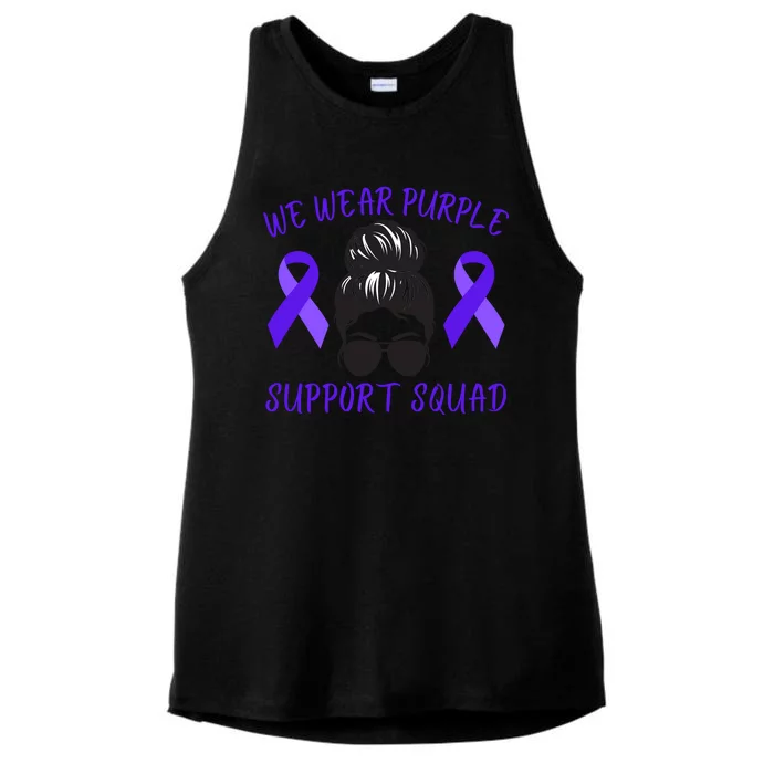 In October We Wear Purple Domestic Violence Awareness Purple Ribbon Ladies Tri-Blend Wicking Tank