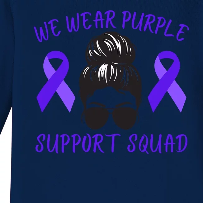 In October We Wear Purple Domestic Violence Awareness Purple Ribbon Baby Long Sleeve Bodysuit