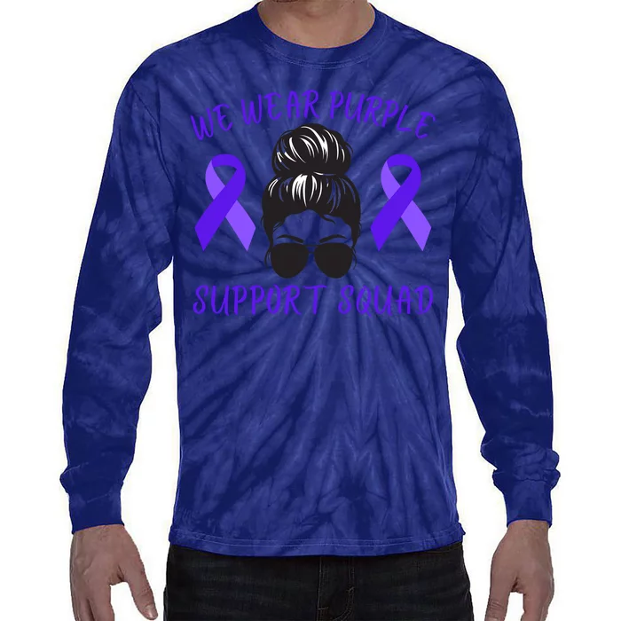 In October We Wear Purple Domestic Violence Awareness Purple Ribbon Tie-Dye Long Sleeve Shirt