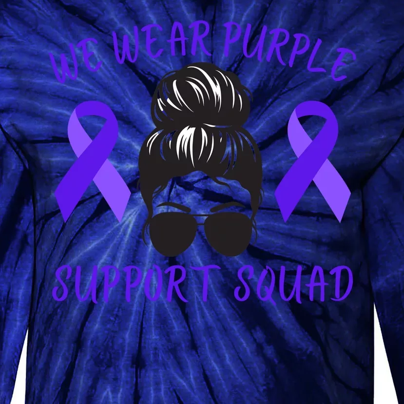 In October We Wear Purple Domestic Violence Awareness Purple Ribbon Tie-Dye Long Sleeve Shirt