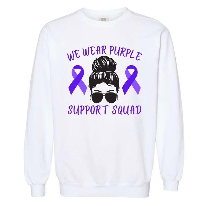 In October We Wear Purple Domestic Violence Awareness Purple Ribbon Garment-Dyed Sweatshirt