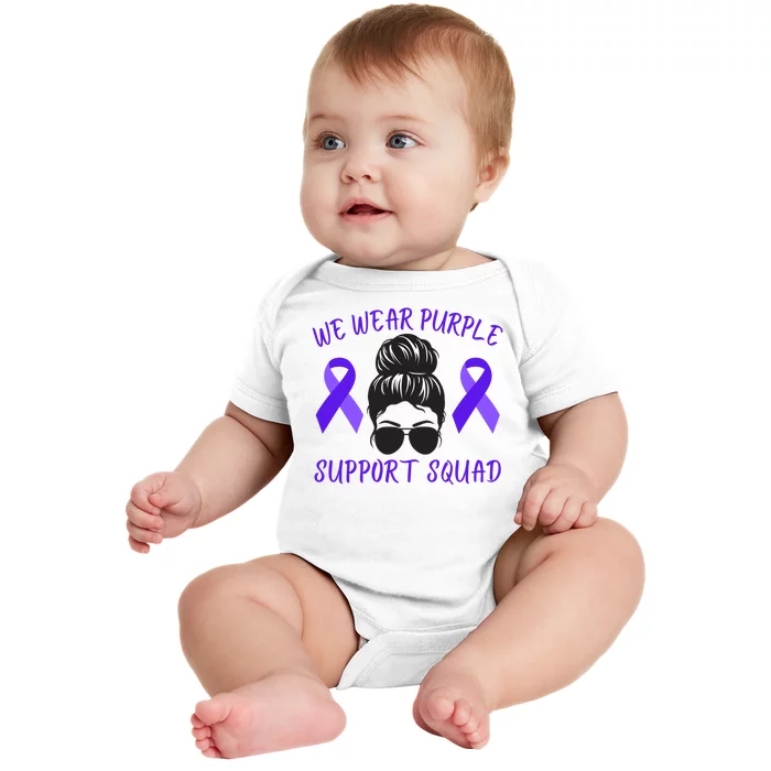 In October We Wear Purple Domestic Violence Awareness Purple Ribbon Baby Bodysuit