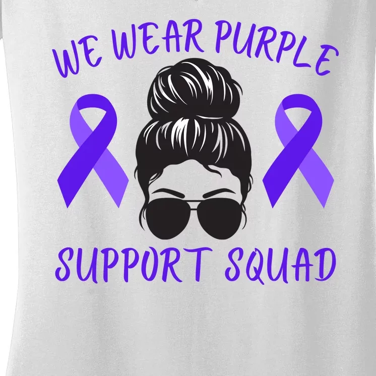 In October We Wear Purple Domestic Violence Awareness Purple Ribbon Women's V-Neck T-Shirt