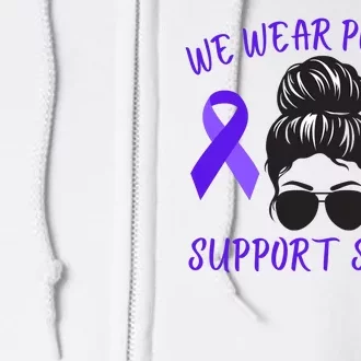 In October We Wear Purple Domestic Violence Awareness Purple Ribbon Full Zip Hoodie