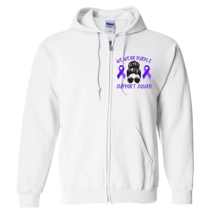 In October We Wear Purple Domestic Violence Awareness Purple Ribbon Full Zip Hoodie