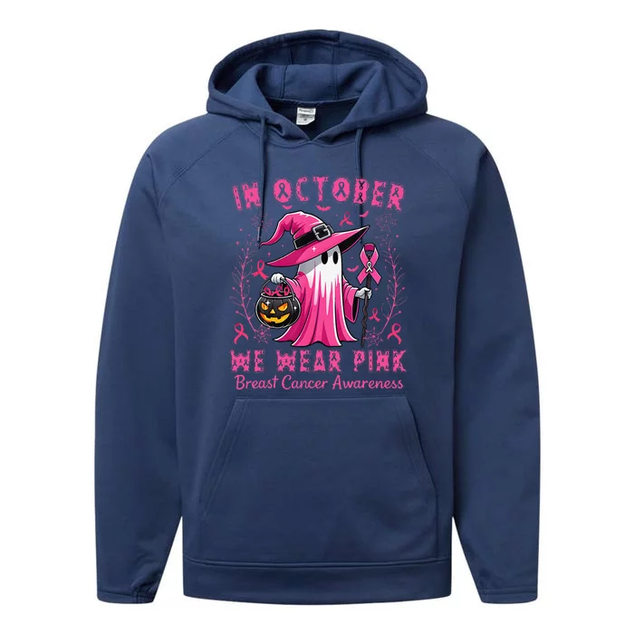 In October We Wear Pin.K Breast Cancer Awareness Halloween Performance Fleece Hoodie