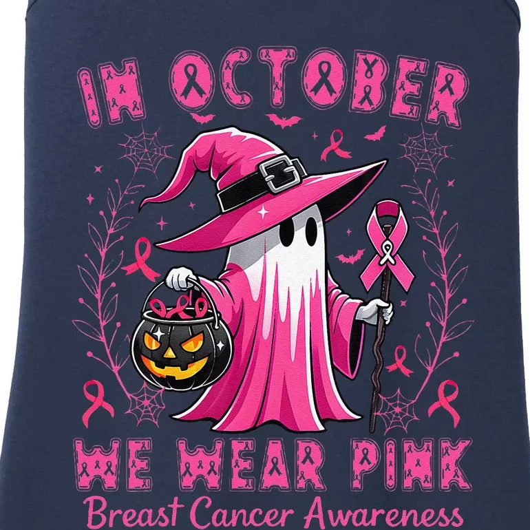 In October We Wear Pin.K Breast Cancer Awareness Halloween Ladies Essential Tank