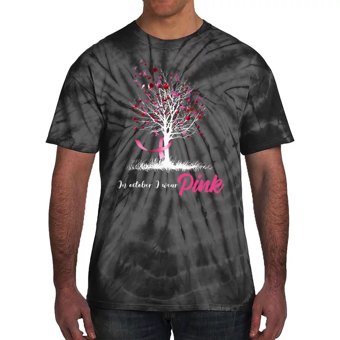 In October We Wear Pink Tree Breast Cancer Awareness Tie-Dye T-Shirt