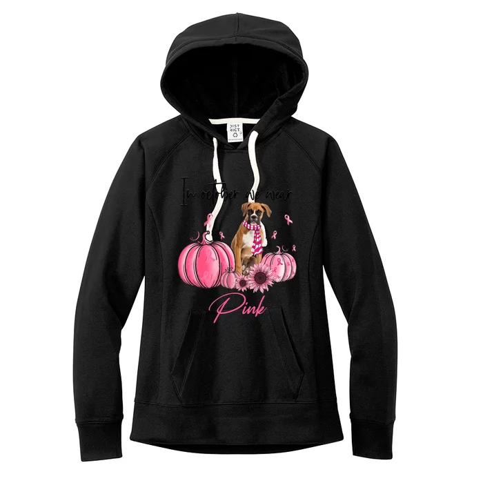 In October We Wear Pink Pumpkin Boxer Dog Lover Pink Ribbon Gift Women's Fleece Hoodie