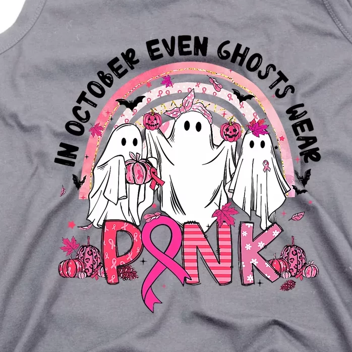 In October We Wear Pink Breast Cancer Ghost Boo Halloween Tank Top