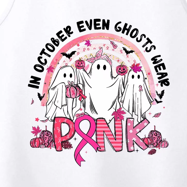 In October We Wear Pink Breast Cancer Ghost Boo Halloween Performance Tank